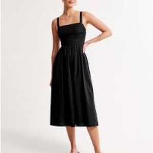 Abercrombie Emerson Poplin Wide Strap Midi Dress large petite